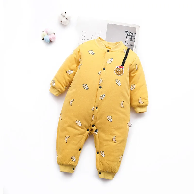 01-Yellow Детские комбинезоны; хлопковый зимний комбинезон; Комбинезоны для детей; Детские костюмы-комбинезоны; Одежда для новорожденных мальчиков и девочек - Цвет: 01-Yellow