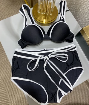 

Designer white black color block Sexy Triangle Bikini Set Women's Summer Beach Wear Bathers Bathing Suit Swimwear S170