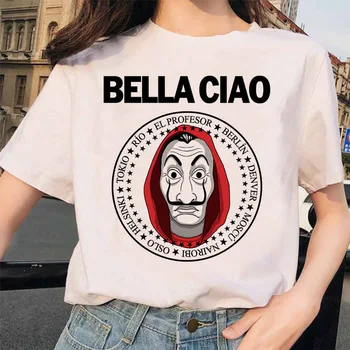 

Bella Ciao La Casa De Papel T Shirt Tshirt Money Heist Cosplay Costume Salvador Dali Short Sleeve Fashion Women Tshirt Top