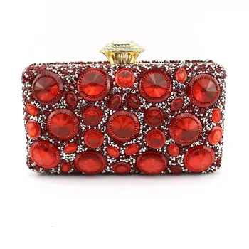 

RED Striped Women Clutch Crystal Evening Bags Ladies Diamond Party Handbags and Purses
