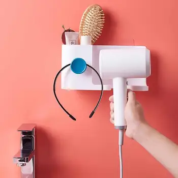 

Wall Mount Hair Dryer Holder Hair Dryer Rack Comb Shaver Holder Multifunctional Organizer for Toothbrush, Cosmetic, Curling Iron