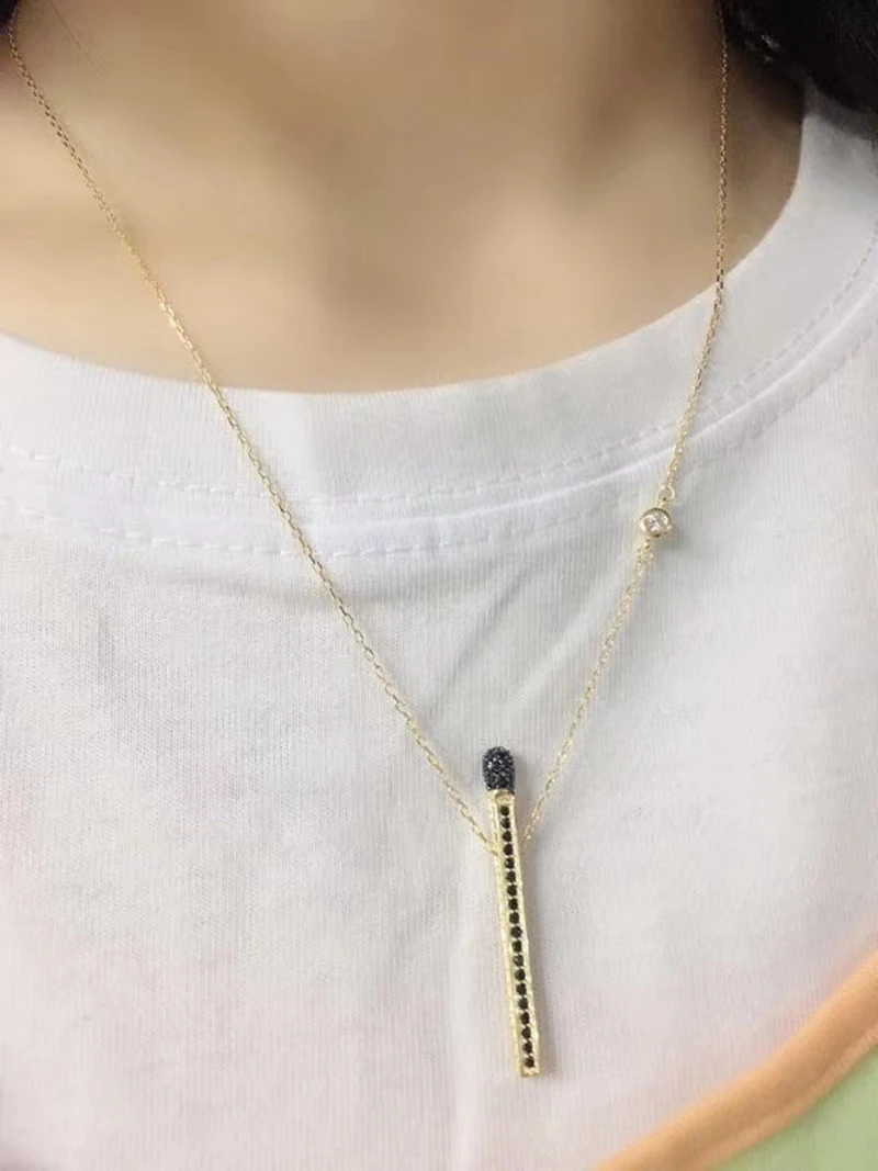 Хит новое ожерелье от итальянского дизайнера Брендовое ожерелье спички палка светлое Твердое Серебро 925 пробы для женщин девочек унисекс