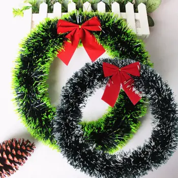 

35 Cm Christmas Large Wreath Door Wall Ornament Garland Decoration Bowknot Decor