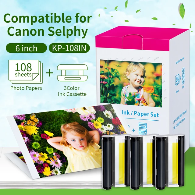 CANON - Consommable thermique KP-108IN - Kit Papier + encre pour SELPHY  CP-800 / CP-810 / CP-910 / CP-1000 / CP-1200 / CP-1300 - 10x15cm - 108