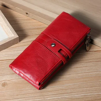 

European and American Leather Women's Wallet Long Clutch Top Layer Leather Multifunctional Men's Wallet Billetera Cartera 2020