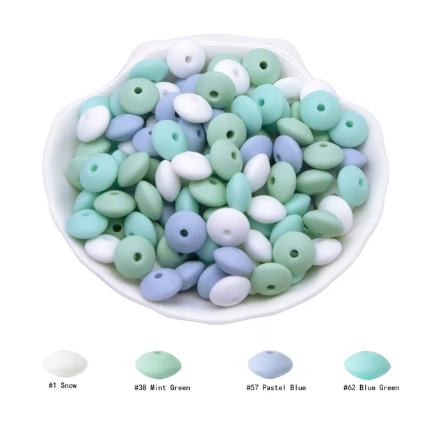 Cute-Idea 20Pcs Silicone Lentil Beads 12MM Baby Abacus Teething Beads BPA Free Newborn Baby Rodent Pacifier Chain Toy Baby goods N