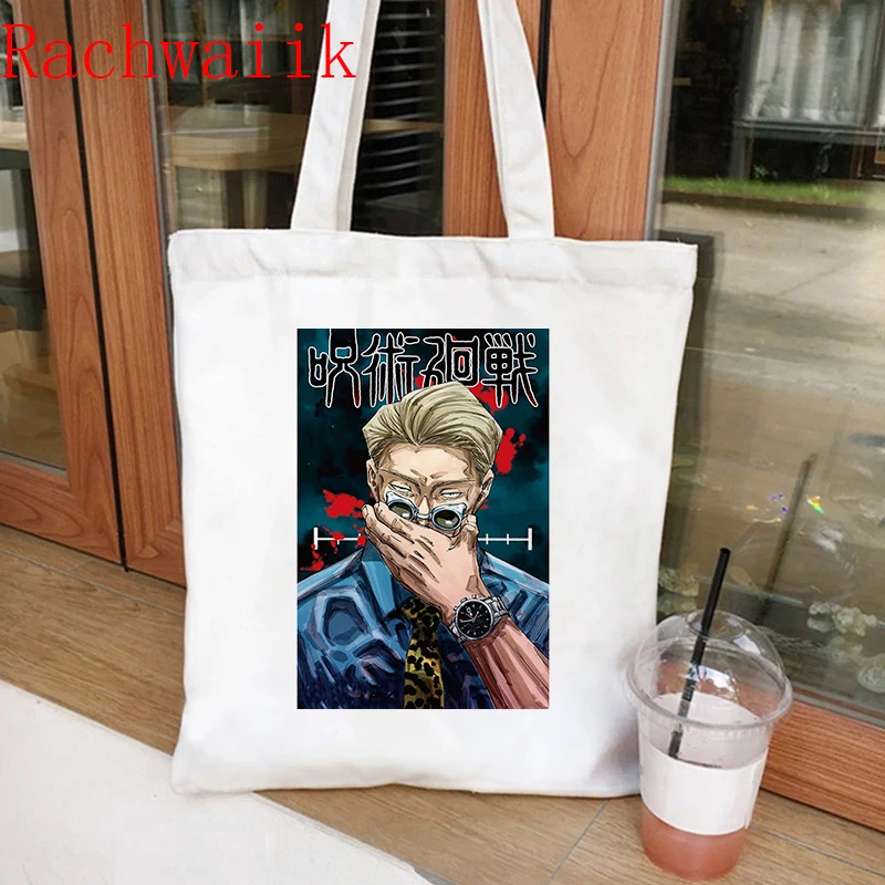 Jujutsu Kaisen Shopping Bag Graphic Tote Harajuku Shopper Bag Women Canvas Shoulder Bag Female Anime Manga  Eco Large-capacity 