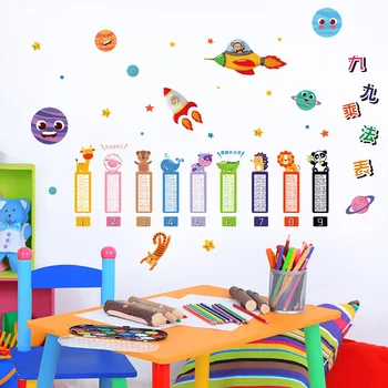 

DIY wall stickers multiplication table space rocket star children's room kindergarten wall decoration baby puzzle stickers C24