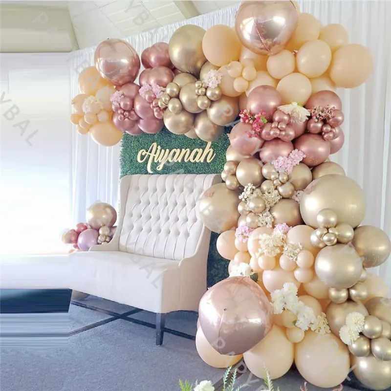 

165Pcs Rose Gold Balloon Arch Garland Kit Skin Color Latex Balloon Set Wedding Party Brithay Decor Globos Baby Shower Ballon