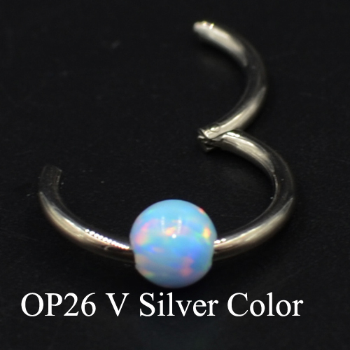 1Piece G23 18g&16gTitanium Opal Segment Hinged Ring Septum Nose Clicker Piercing Nose Lip Earrings Helix Nose Piercing