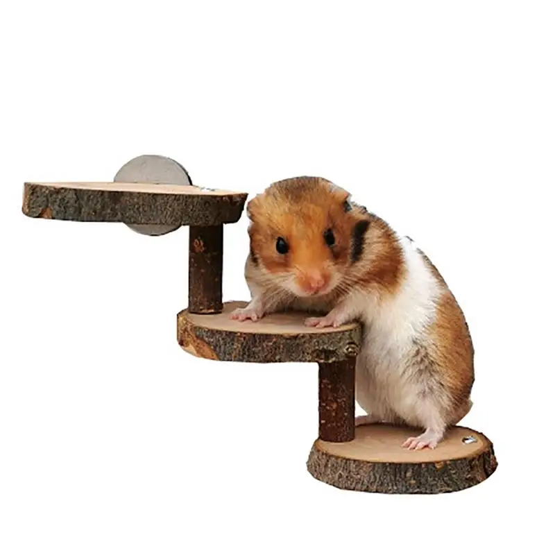 IAIGOGO Hamster Wooden Bridge Gerbil Ramp Chinchilla Climbing Bendable Ladder Small Animals Climbing Toys Guinea Pig Cage Accessories for Rat Mouse Ferret Chipmunk Playing and Exercising 