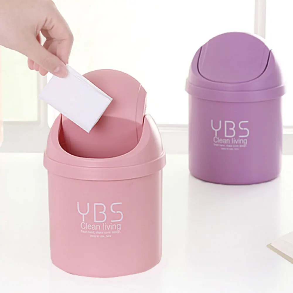 

1 Pcs Mini Desktop Trash Can Home Storage Kitchen Desk With Lid Trash Can Living Room Debris Cleaning Bucket Creative