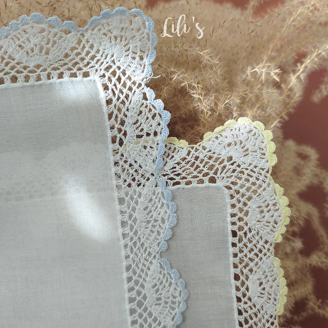 Elegáns Fehér, 100% Pamut, Magas Gróf Kézi Égésű Csipke Zsebkendő - Image 2