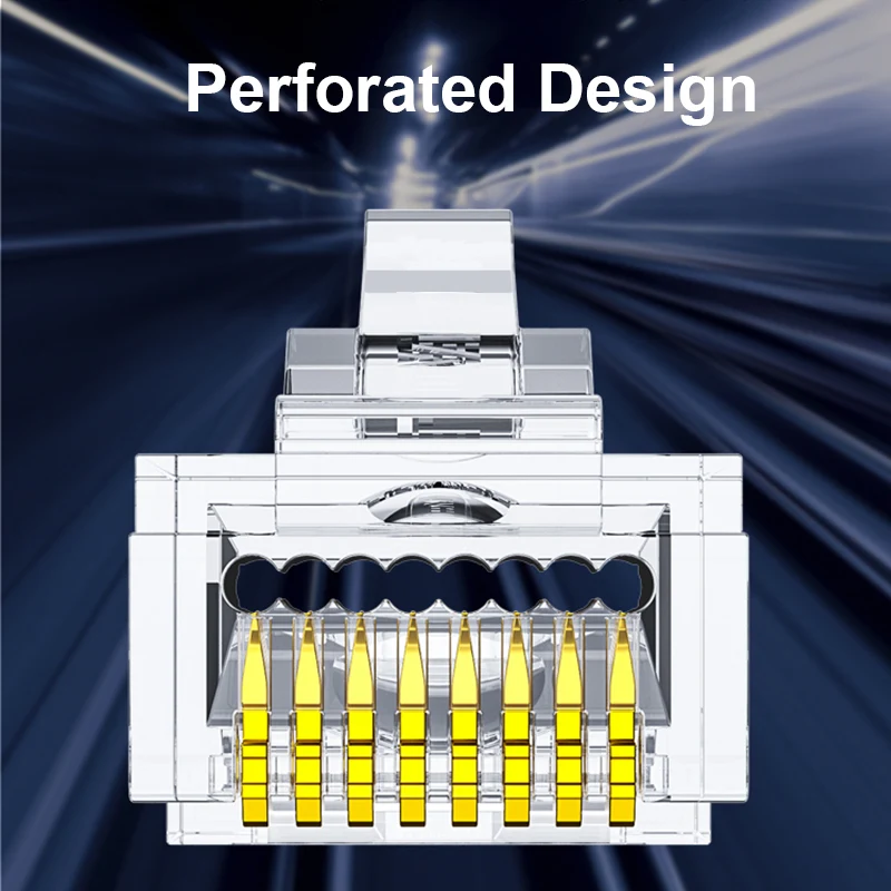 OMAY CAT6/7 CAT5 Pass Through RJ45 Modular Plug Network Connectors UTP 3/50μ Gold-Plated 8P8C Crimp End for Ethernet Cable