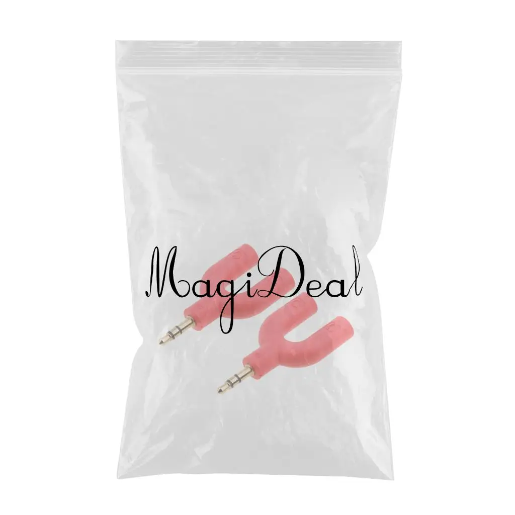 2Pcs 3.5mm Earphone Adapter Plug,U Shape Double Jack Stereo Headphone Splitter Cable Connector for PC Smartphone