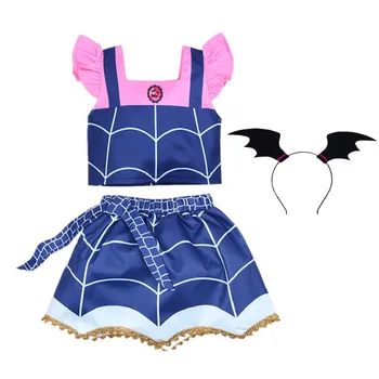 

Summer Girls Vampire cosplay clothes sets cartoon princess dress Vampire Mask Carnival Party Costume girls halloween set disguis