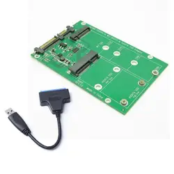 USB 3,0 7 + 15 Pin жесткий диск к mSATA и NGFF M.2 SSD 2 в 1 комбо мини PCI-E адаптер конвертер карта считывателя с кабелем