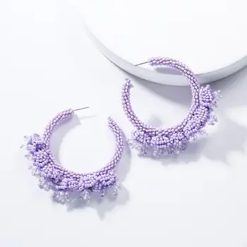 

Purple Seed Beads Long Tassel Earrings Handmade vintage Weaving Drop Earrings Women Boho Statement Fashion Jewelry Ethnic Bijoux