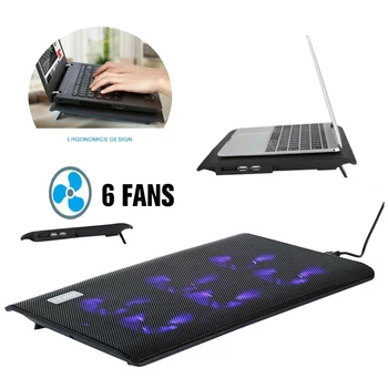 

Portable 6 Fans Laptop Cooling Pad Cooler Stand External Coolpad Fan Mat for 11.6-15.6 Inch Laptop