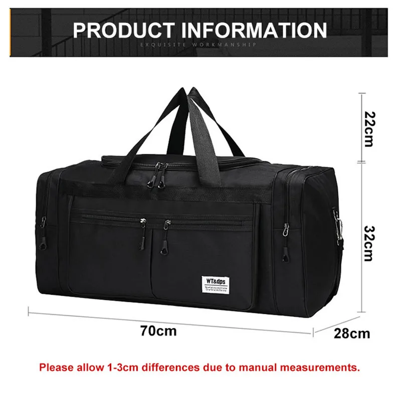 70CM 70L Nylon Luggage Travel Gym Outdoor Bag Large Travelling For Women Men Duffle Handbags Shoulder Weekend Sports Bag XA751D 6