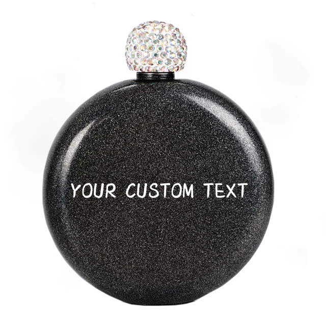 Personalized Stainless Steel Rhinestone Hip Flask Wedding Gift Custom Hip Flasks Bridesmaids Bride Hen Party Gifts For Guests Black