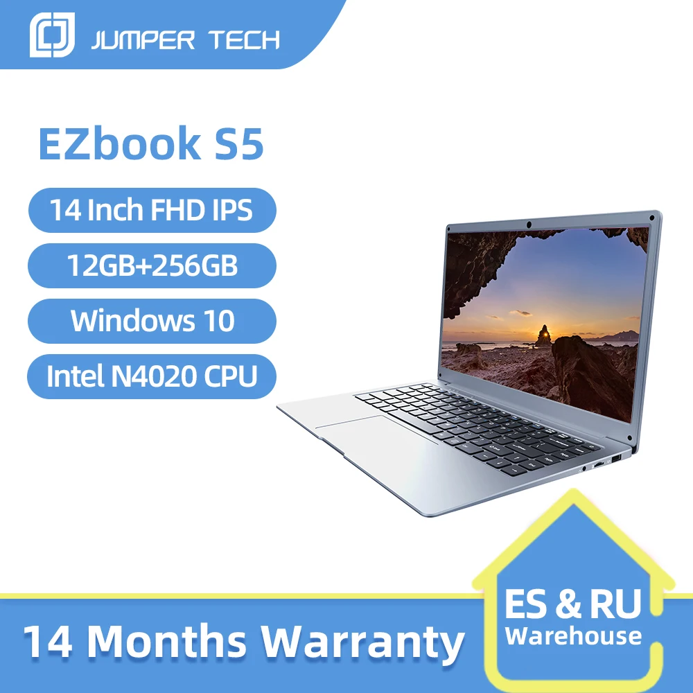 Cheap 2021 Jumper EZbook S5 12GB 256GB Premium Notebook 14 Inch 1920*1080 IPS Screen Intel Celeron  Ultra Slim Laptop With Windows 10