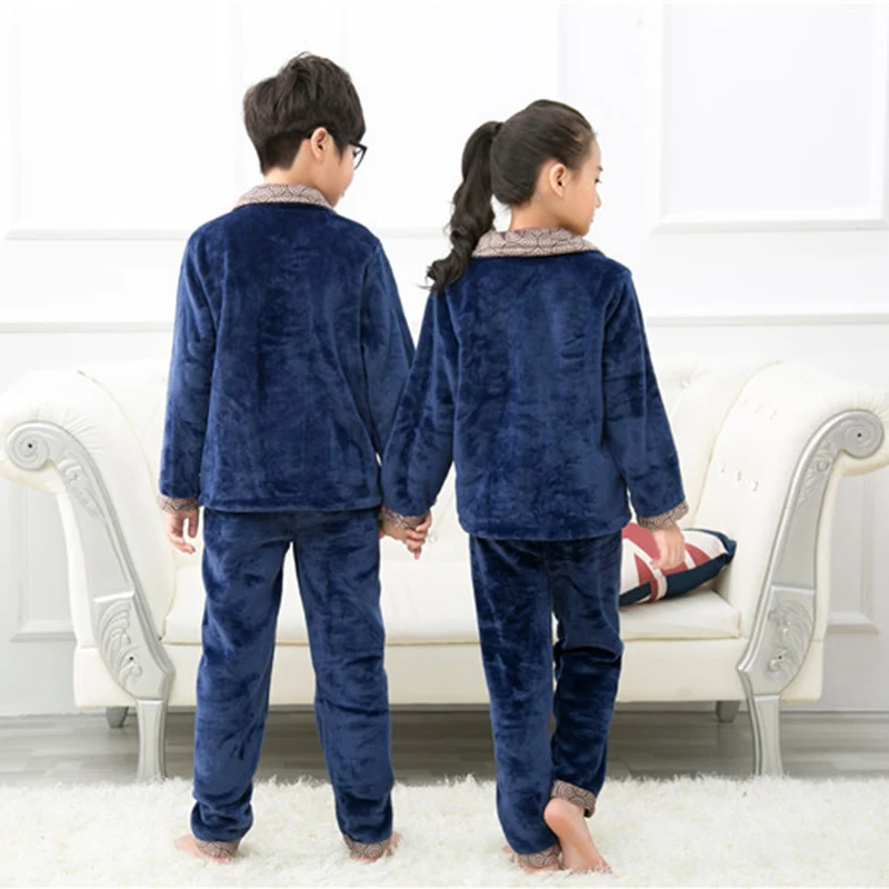 Детский пижамный комплект для маленьких мальчиков и девочек; сезон осень-зима; Фланелевая пижама с длинными рукавами; одежда для сна для детей 4, 6, 8, 10, 12 лет