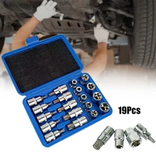 19 шт. 1/" Набор торцевых головок Drive Star набор инструментов для ремонта торцевых головок внешний E10-E24 Torx T20-T70 Набор торцевых головок с чехол для хранения