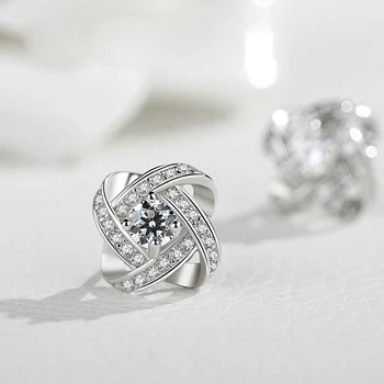 

Luxury Cubic Zirconia Wedding Stud Earrings for Brides 925 Sterling Silver Jewelry Crystal Women Earring Valentine's Day Gift