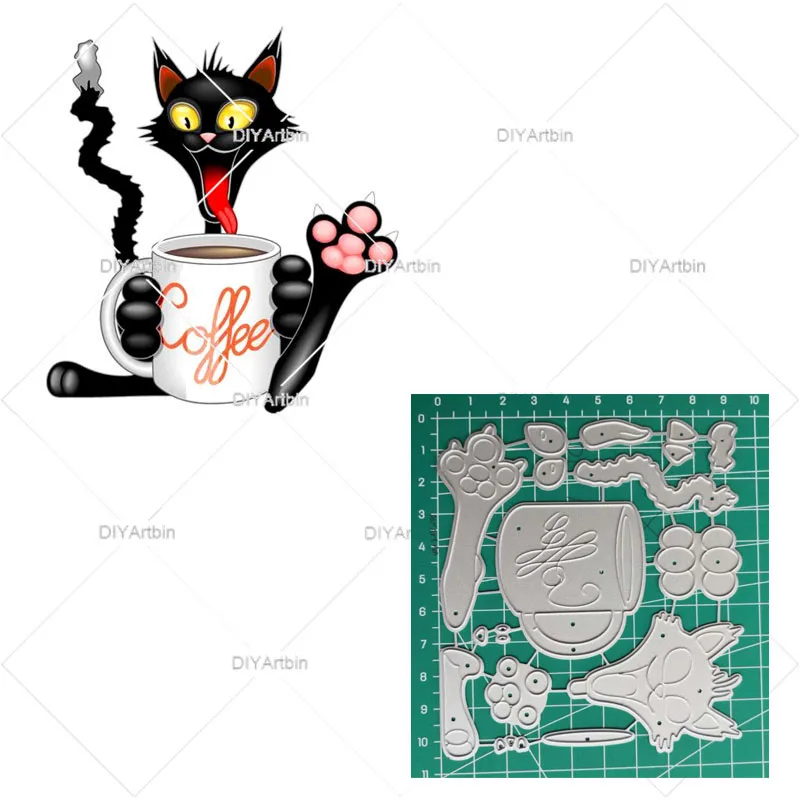 2020 принтом в виде рождественского кота Кофе размера плюс трафаретные Вырубные