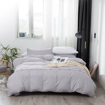 gray color Сплошной цвет четыре пары постельных принадлежностей полный дети один двойной покрывало белый уютный пододеяльник простыня постельные принадлежности одеяло - Цвет: gray color