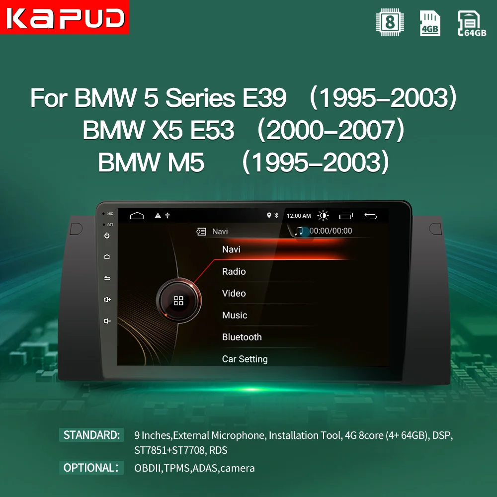 Автомобильный мультимедийный плеер Kapud 9 дюймов на Android 10 0 с навигацией для Bmw E39 5