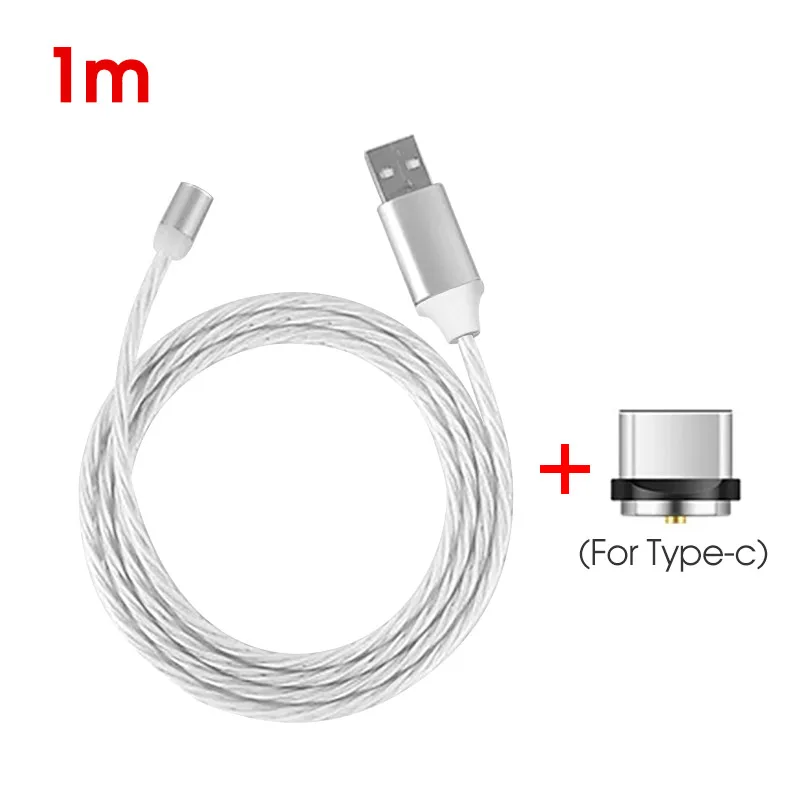 Светящийся кабель мобильного телефона зарядный кабель светодиодный Micro usb type C зарядное устройство для samsung Galaxy S10 S9 A50 A70 зарядный провод шнур - Цвет: For Type C White