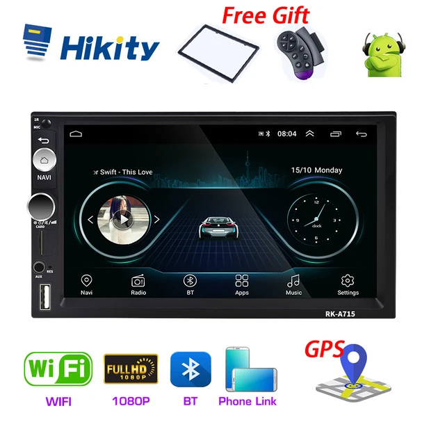 $67.97 Hikity Universal 2din Andriod Car Multimedia Player GPS Navigation Bluetooth Autoradio 7''HD Car Audio Wifi USB Mirror Link