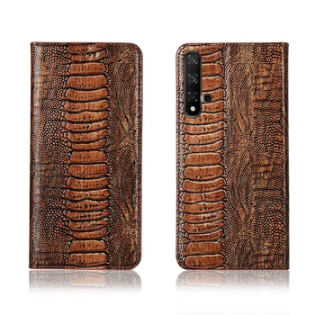 

Ostrich foot pattern genuine leahther phone bag for Huawei Honor 20 magnetic phone case for Huawei Honor 20i flip cover funda