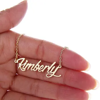 

Personalized Jewelry Gifts Stainless Steel Engraving Gold English Name Necklace Customized Fashion Necklaces Birthday Gift