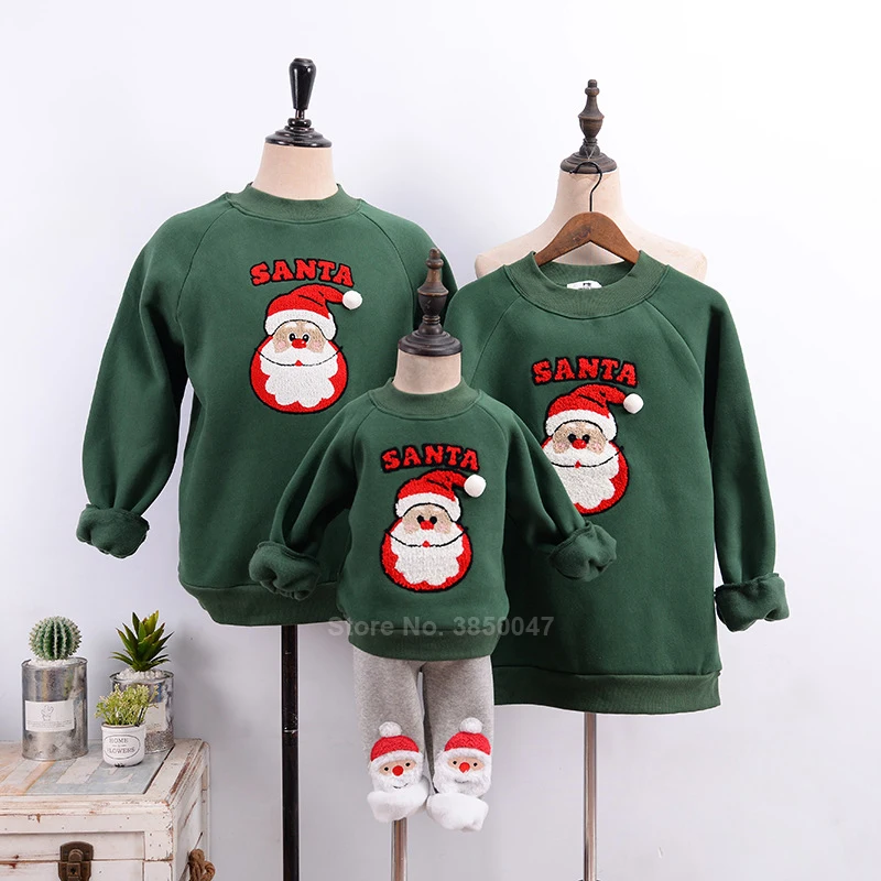 Рождественские пижамы для всей семьи, для мамы и дочки, на год, на Рождество, теплые флисовые свитера с капюшоном, мужские и женские свитшоты с Санта Клаусом - Цвет: One sweater16