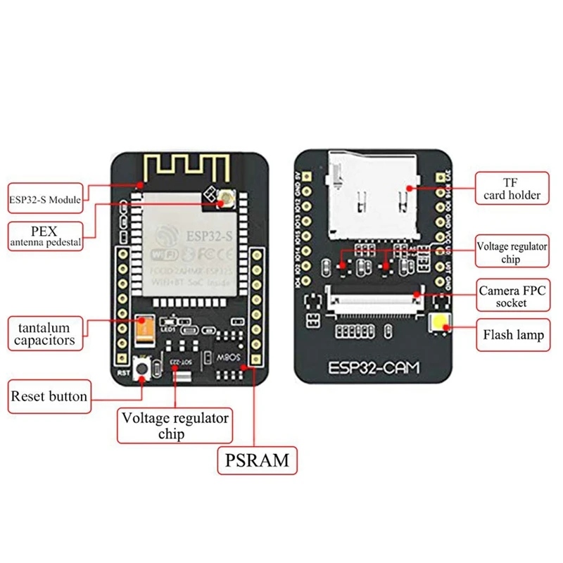 

2 Set Esp32-Cam Camera Wifi + Bluetooth Module 4M Psram Dual-Core 32-Bit Cpu Development Board With Ov2640 2Mp Camera Module Sup