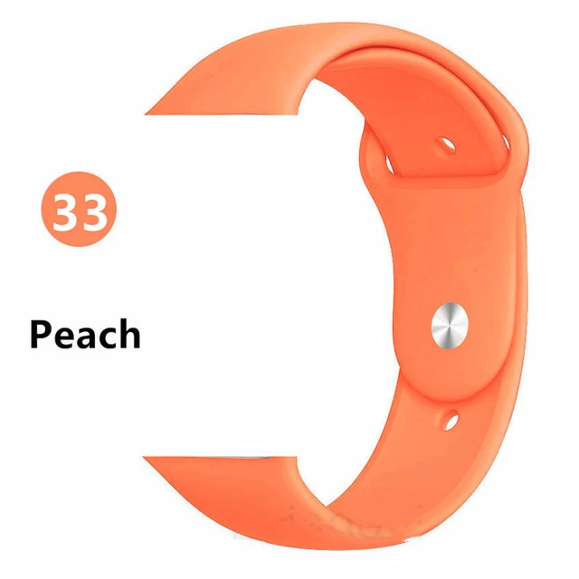 Peach ALPQ ремешок для Apple ремешок для часов 38 42 мм 40 44 мм силиконовый официальный цвет ремень браслет Correa для iWatch серии 5 4 3 2 1 - Цвет ремешка: Peach