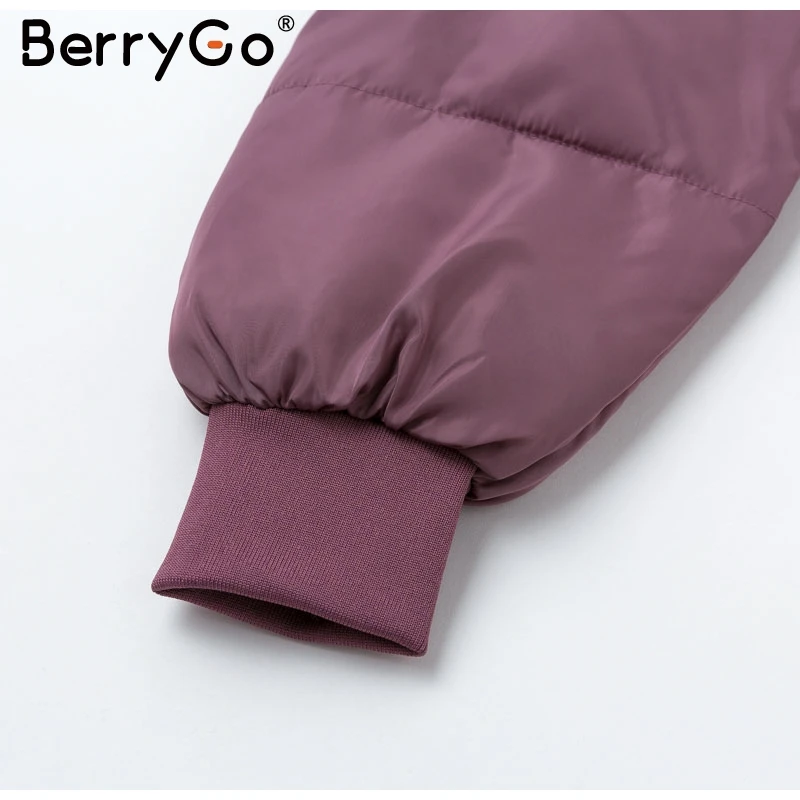 BerryGo модная осенне-зимняя женская парка с толстым капюшоном, женское теплое Стеганое пальто на молнии с карманами, одежда оверсайз, женские пальто