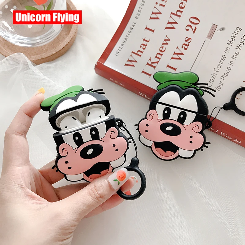 

LinXiang Disneys Cute 3D Goofy Dog Wireless Bluetooth Earphone Silicone Protective Case Cover For Apple Airpods 1 2