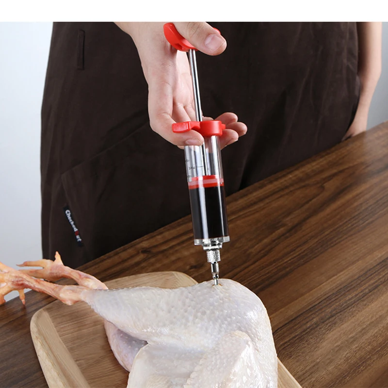 1 Pcs Seasoning Syringe Turkey Needle Steak Grilled Sauce Marinade Barbecue Flavor Red Wine Injector | Дом и сад