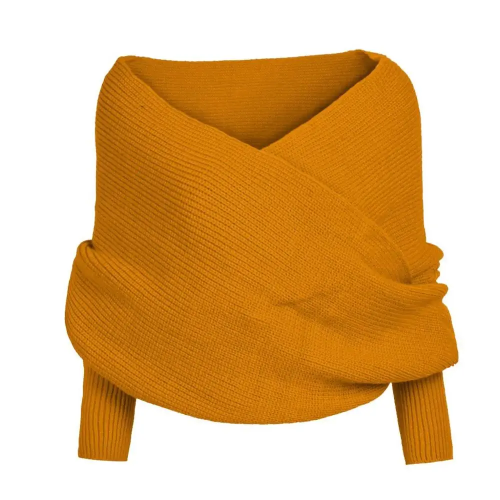 Женский шарф пончо женские шарфы женские s зимняя модная женская вязаная шаль с длинным рукавом шарф Echarpe Femme Hiver - Цвет: Orange