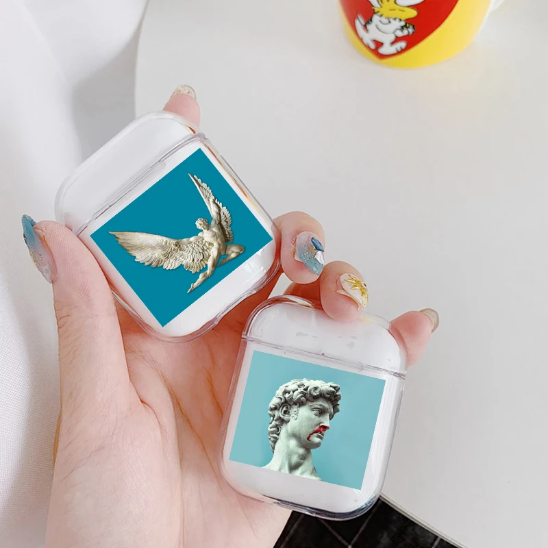 

Transparent Cute Case For Apple airpods Case Cover Funny Art Statue Bluetooth Earphone Case For Airpods Headphone Soft Case