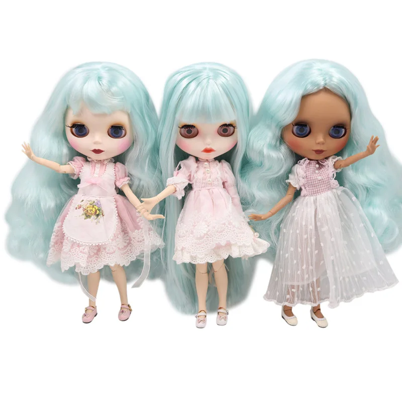 

ICY Fortune Days factory blyth doll 1/6 joint body New matte face lip Mixed Lake blue hair DIY sd gift toy