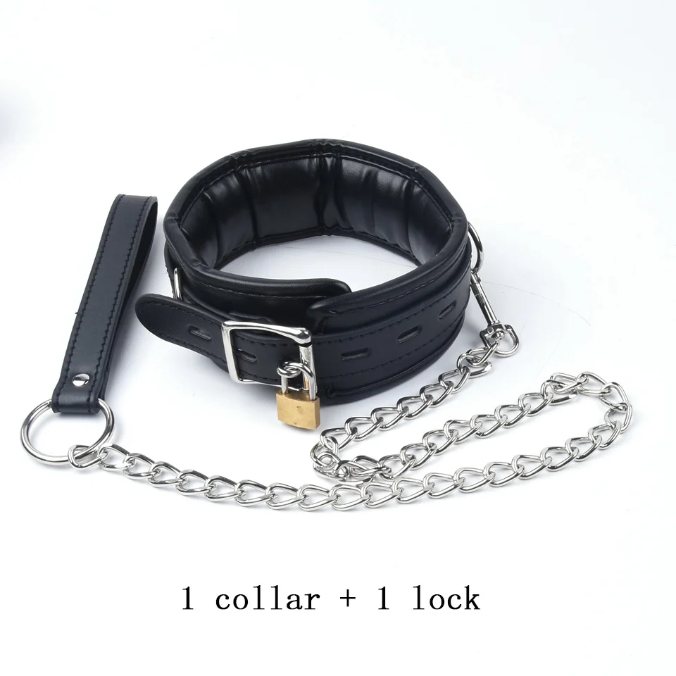 Black Leather Sponge Handcuffs For Sex Ankle Cuffs Bondage With Chain Lock Restraints Sex Toys for Adult Games Bdsm Bondage Set