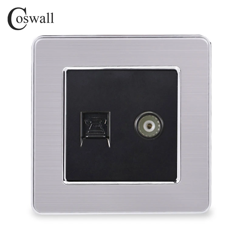 COSWALL RJ11 2 ядерный телефонный разъем с гнездовым ТВ разъемом настенная розетка из