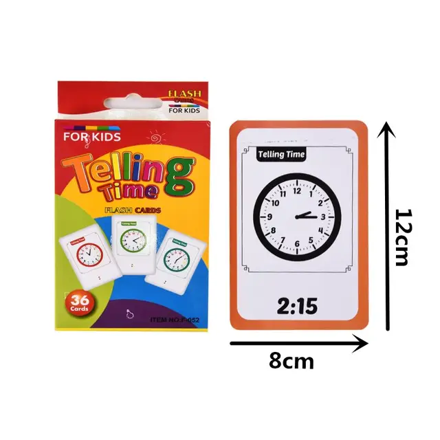Telling Time 36 Flash Cards Montessori Toy for Children Kids Early Preschool Educational Baby Toys 2