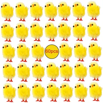 

60/12 Pcs Mini Artificial Chick Easter Chick Yellow Holiday Home Decorations Toys Ornaments Set Gift for Chicken