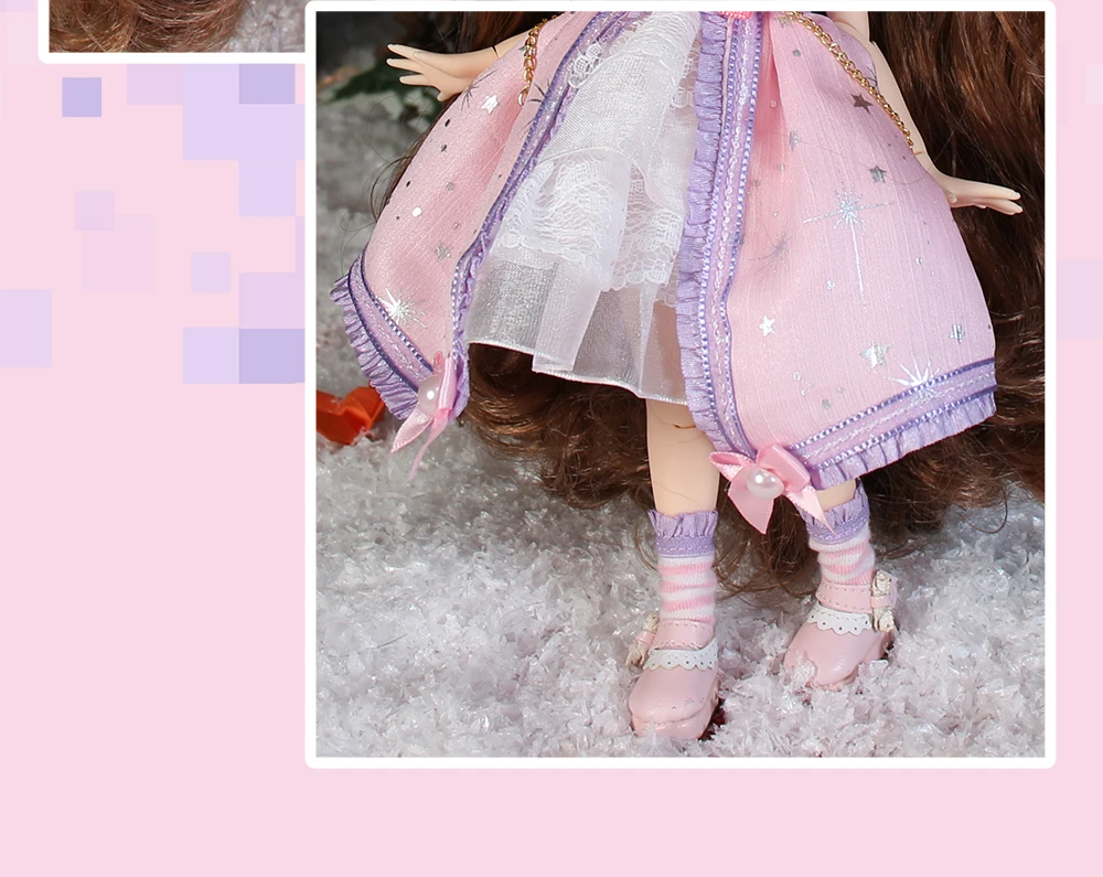 Neo Blythe Doll Bow Dress with Headdress & Socks 4